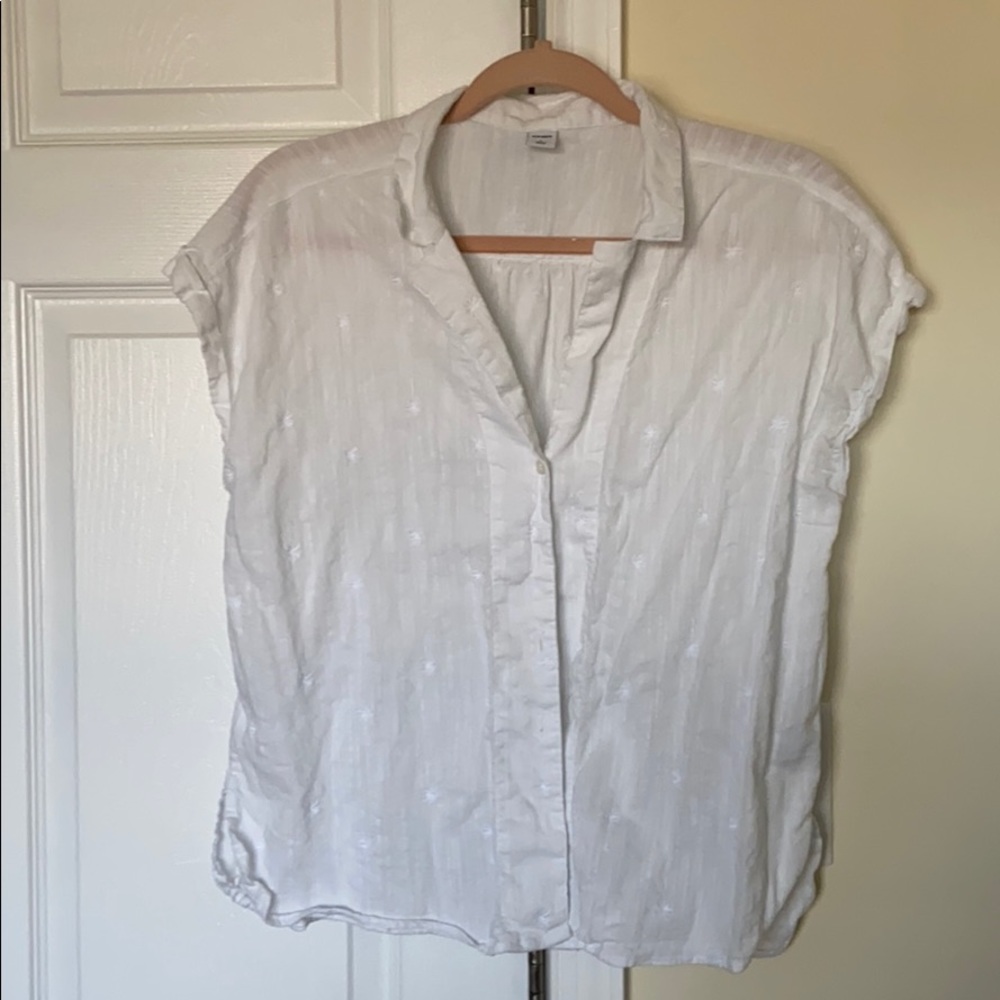 Palm Tree Embroidered Button Blouse